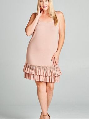 New PLUS ODDI Ruffled Spaghetti Strap Slip Dress